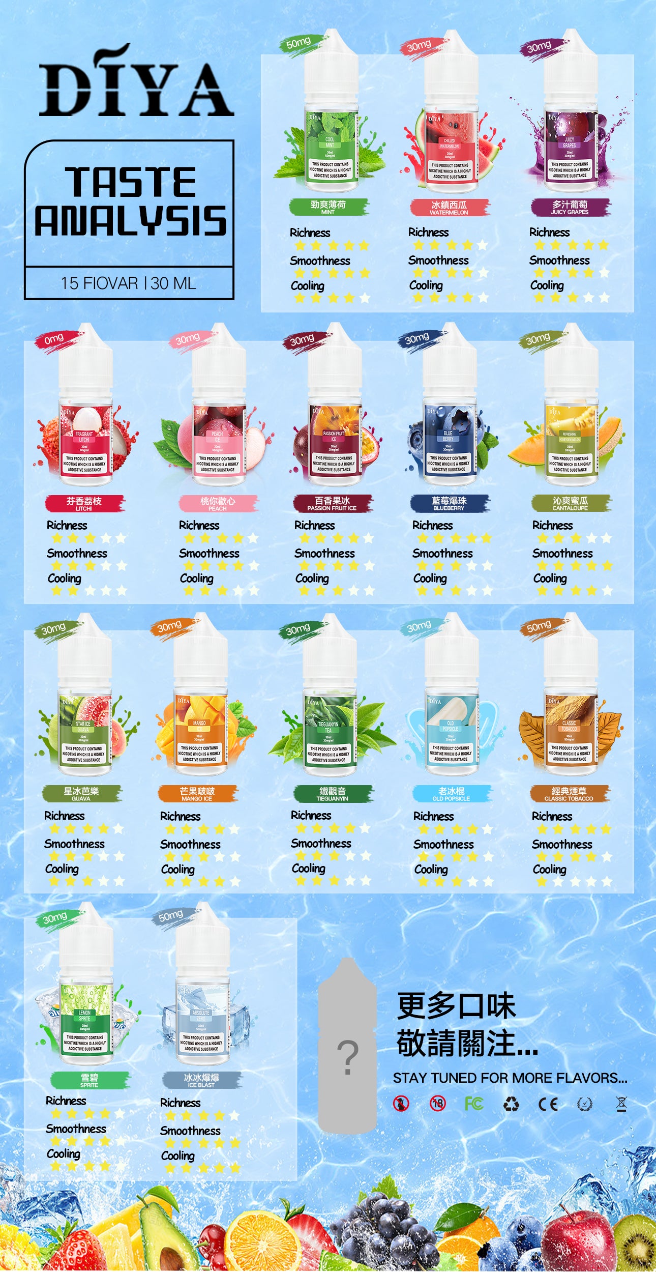 【DIYA叮啞煙油】30ML 多種口味進口小煙油，擁有天然香料-VAKA糖果雲煙館